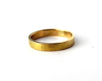 Hammered 18k Gold Wedding Band, 3mm Solid Gold, Men Women Artisan