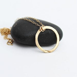 Solid Gold Circle Necklace. 14k Gold Circle Necklace. Gold Karma Necklace. Open Circle Necklace 14k Gold. Gold Jewelry Gift.