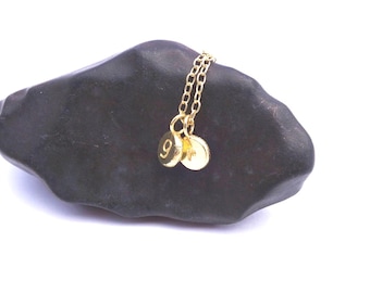 Collar con inicial de disco en oro macizo de 18 quilates: colgante con dije personalizado