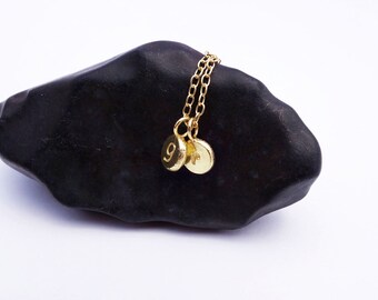18k Solid Gold Initial Disc Necklace: Personalized Charm Pendant