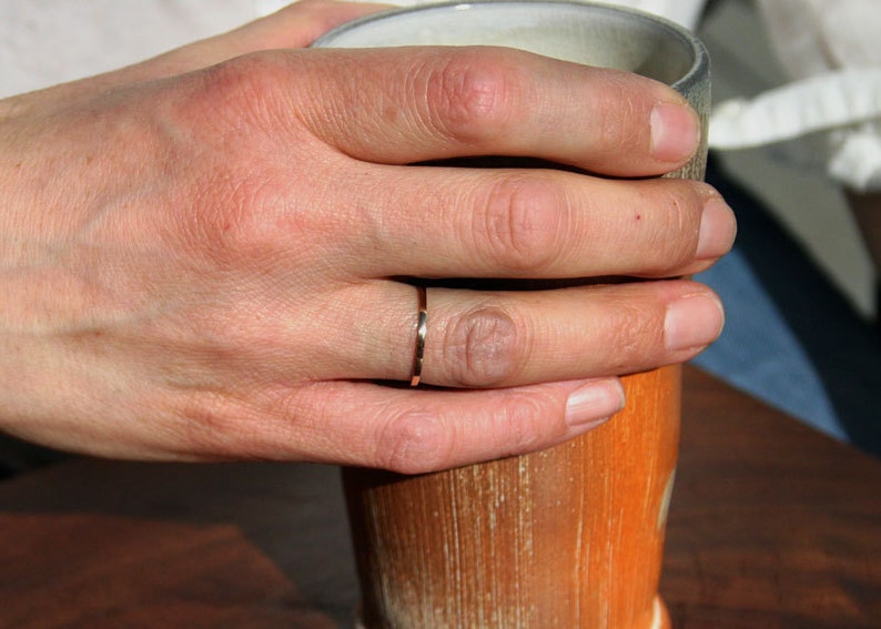 Hammered thin gold band ring minimalist wedding ring for women