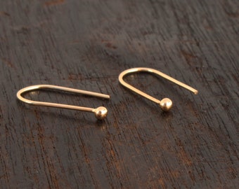 14k Solid Gold Arc Earrings: Minimalist U-Shaped Horseshoe Style