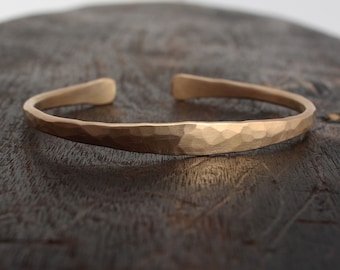 Hammered Gold Cuff Bracelet. 14k Solid Gold Cuff Bracelet. Thick Gold Cuff Bracelet