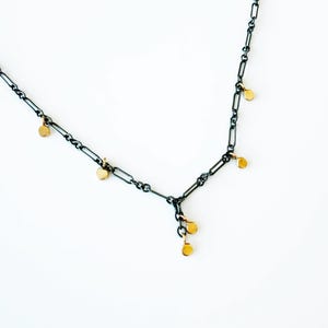 Mixed Metal Silver and Gold Necklace.  Black and Gold Layering Necklace.