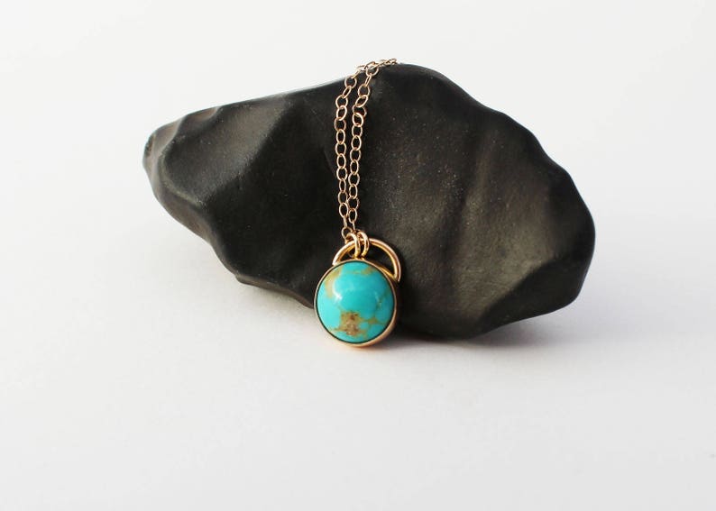 14k Gold Turquoise Necklace. Solid Gold Turquoise Necklace. Etsy