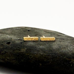 14k Solid Gold Bar Stud Earrings.  Hammered Bar Stud Earrings 14k. 14k Solid Gold Stud Earrings. Geometric Stud Earrings.
