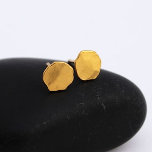 24k Solid Gold Stud Earrings: Hammered Pure Gold