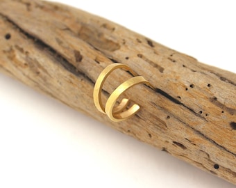 18k Solid Gold Gehämmerte Creolen: Rustikale Textur