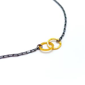 24k Gold Necklace for Women. Pure Gold Necklace. Gold Interlocking Circles Necklace with Silver Chain.