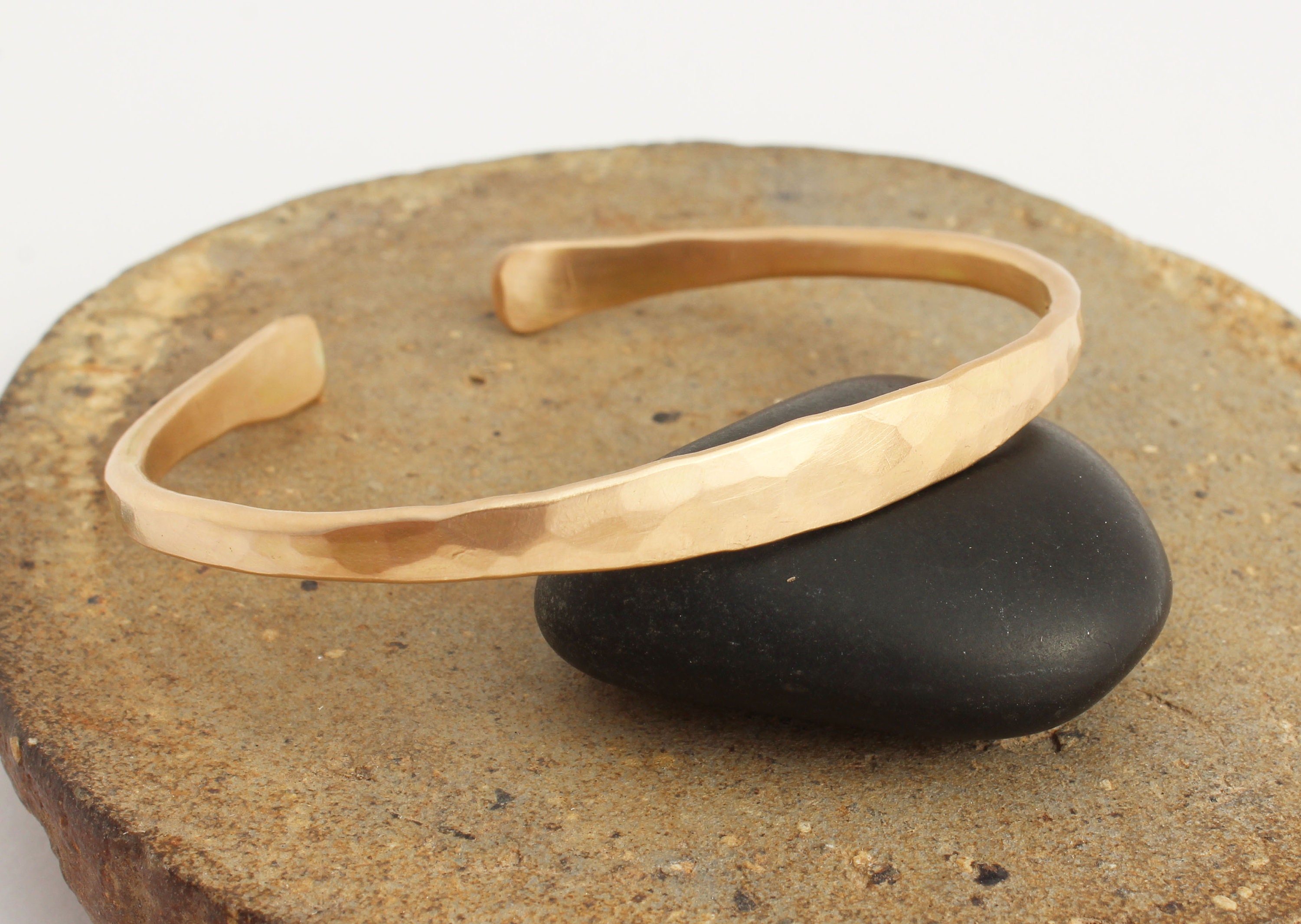 Hammered Gold Cuff Bracelet. 14k Solid Gold Cuff Bracelet. Etsy
