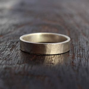 Hammered White Gold Wedding Band. 14k White Gold Ring 4mm. Eco Friendly Jewelry