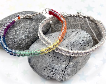 Iridescent Sparkle Hemp Bracelet - Rainbow or White Hemp - 1 Bracelet - 2 different styles (Pick 1!) - 7 to 8 Inches Adjustable