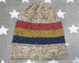 Tweed Wool Knit Pride Hat | Pan Pride | Cream