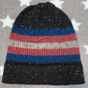 Tweed Wool Knit Pride Hat | Trans Pride | Black