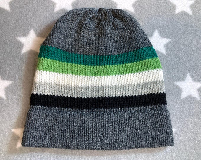 100% Wool Knit Pride Hat | Aromantic Pride | Grey
