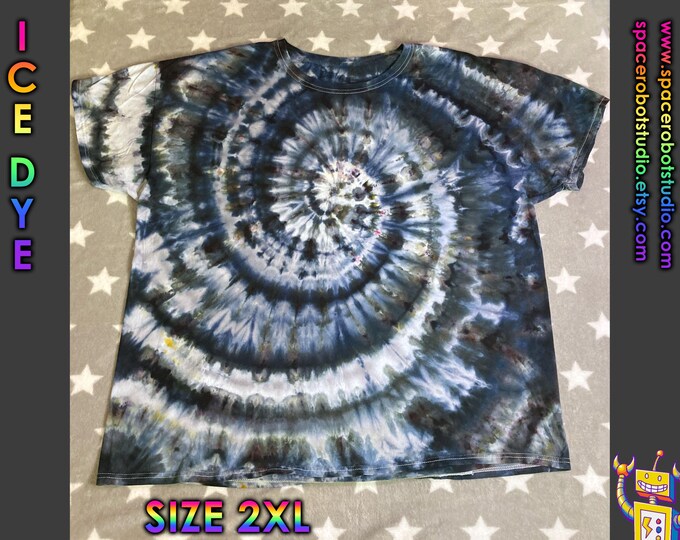 Ice Dye T-Shirt | Midnight Spiral | Size 2XL