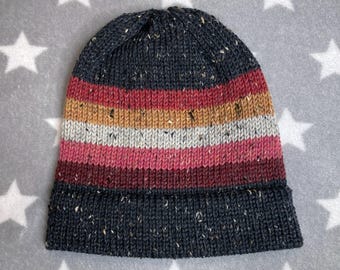 Tweed Wool Knit Pride Hat | Lesbian Pride | Black