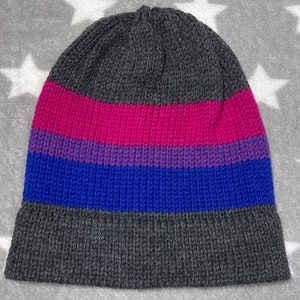 100% Wool Knit Pride Hat | Bi Pride | Grey