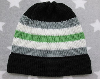 Knit Agender Pride Hat | Fitted Beanie | Lightweight Acrylic