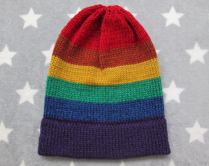 Knit LGBT Rainbow Pride Hat | Heathered | Slouchy Beanie | Soft & Warm Acrylic