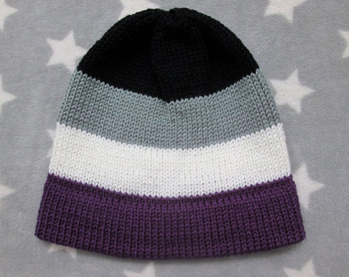 Knit Asexual Pride Hat | Fitted Beanie | Lightweight Acrylic