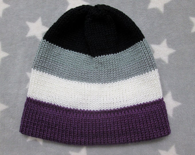 Knit Pride Hat - Ace Pride - Fitted Beanie - Acrylic