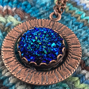 Spinner Pendant Necklace Copper & Blue Gems Stim Jewelry image 3