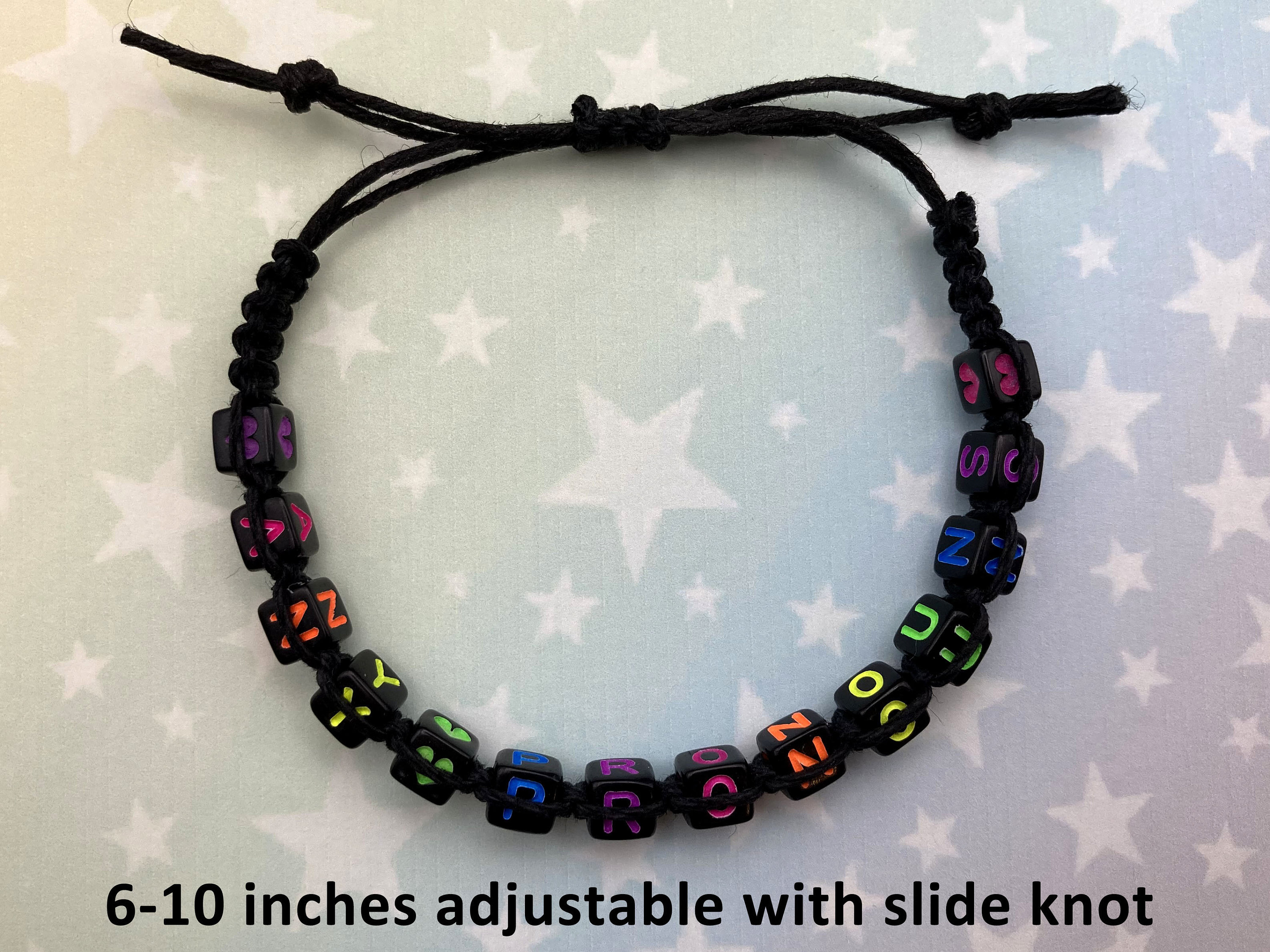 Little Makr Rainbow Alphabet Beads, Black With Neon Alphabets