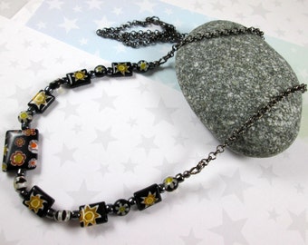 Outer Space Millefiori Necklace | Yellow & Black