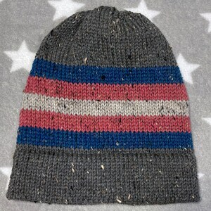 Tweed Wool Knit Pride Hat | Trans Pride | Gray