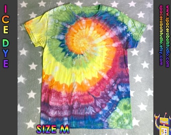 Ice Dye T-Shirt | Classic Rainbow Spiral | Size M