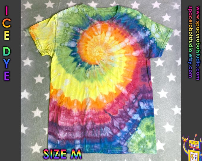 Ice Dye T-Shirt | Classic Rainbow Spiral | Size M
