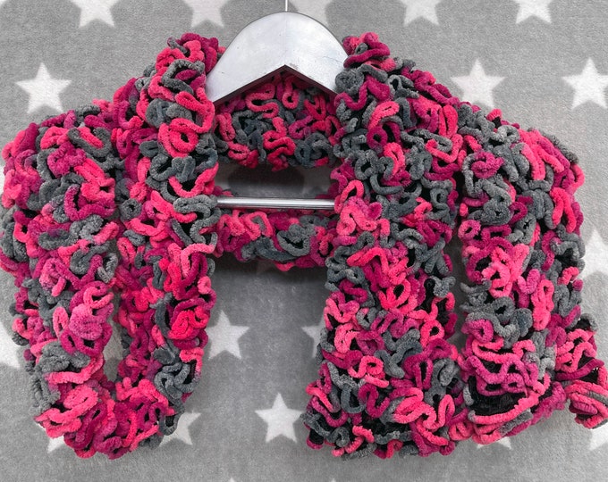 Brain Scarf - Hot Pink, Magenta, Grey