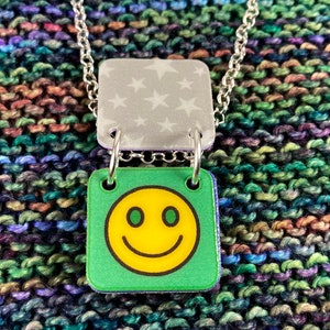 Emoticon Necklace Mood Smiley Communication Necklace Silver Rolo Chain image 5