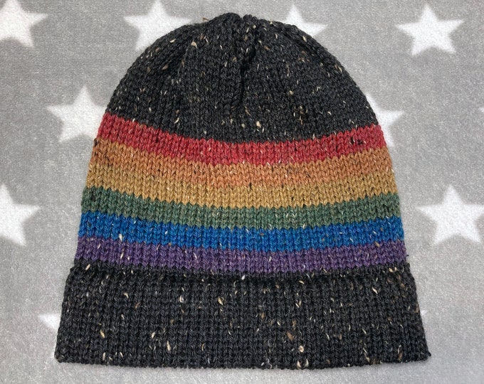 Tweed Wool Knit Pride Hat | LGBT Rainbow | Black