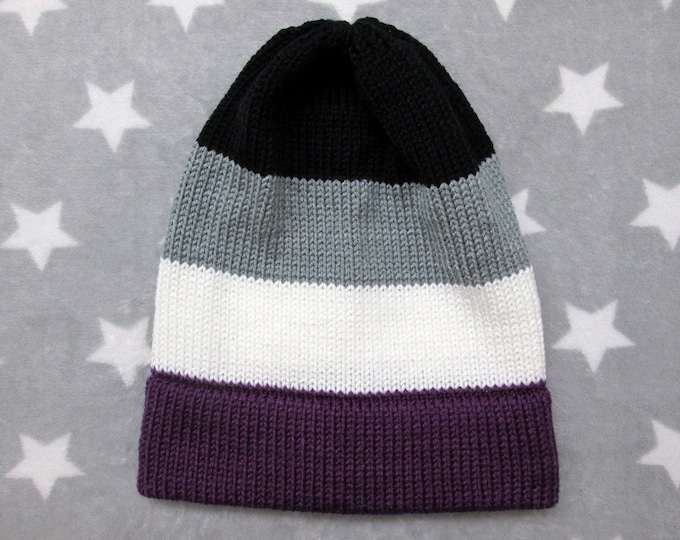 Knit Asexual Pride Hat | Slouchy Beanie | Lightweight Acrylic