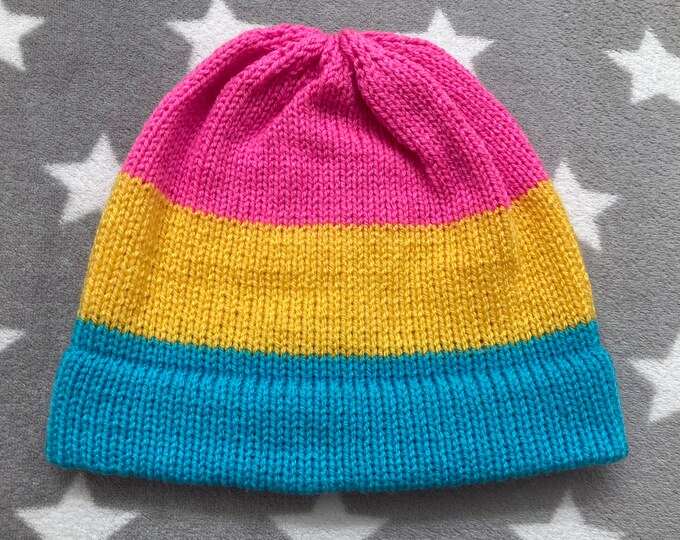 Knit Pan Pride Hat | Fitted Beanie | Lightweight Acrylic
