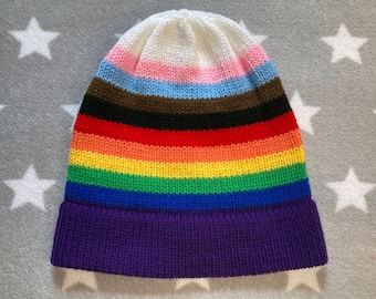Knit Progress Pride Hat | Slouchy Beanie | Lightweight Acrylic