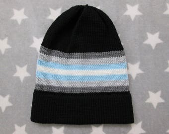 Knit Pride Hat - Demiboy Pride - Black - Slouchy Beanie - Acrylic