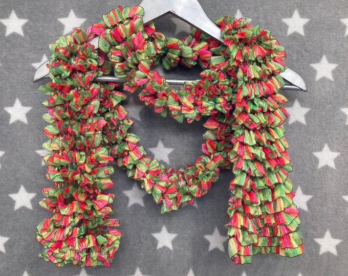 Feathery Ruffle Scarf - Neon Sparkles