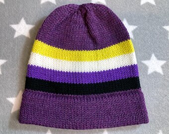 100% Wool Knit Pride Hat | Nonbinary Pride | Purple