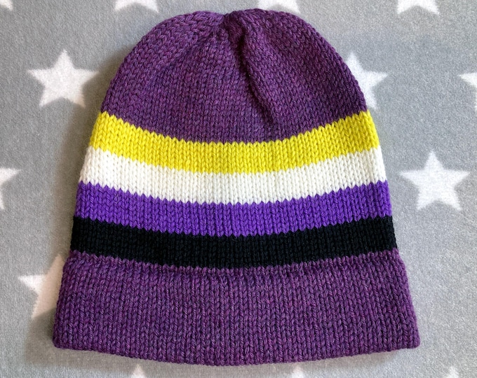 100% Wool Knit Pride Hat | Nonbinary Pride | Purple