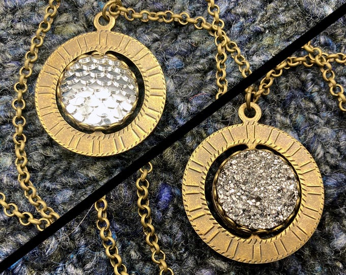 Spinner Pendant Necklace | Bronze & Silver Gems | Stim Jewelry