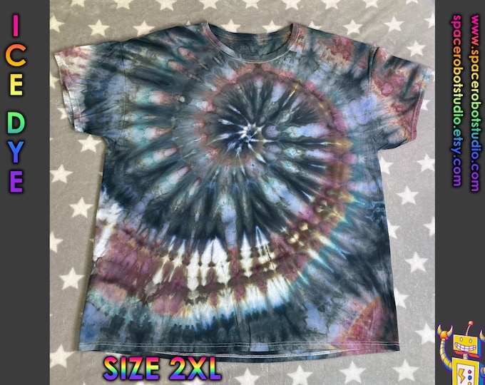 Ice Dye T-Shirt | Copper Patina Spiral | Size 2XL