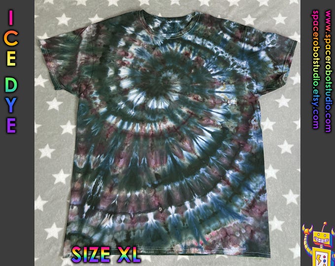 Ice Dye T-Shirt | Night Owl Spiral | Size XL