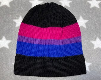 100% Wool Knit Pride Hat | Bi Pride | Black