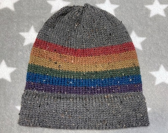 Tweed Wool Knit Pride Hat | LGBT Rainbow | Gray