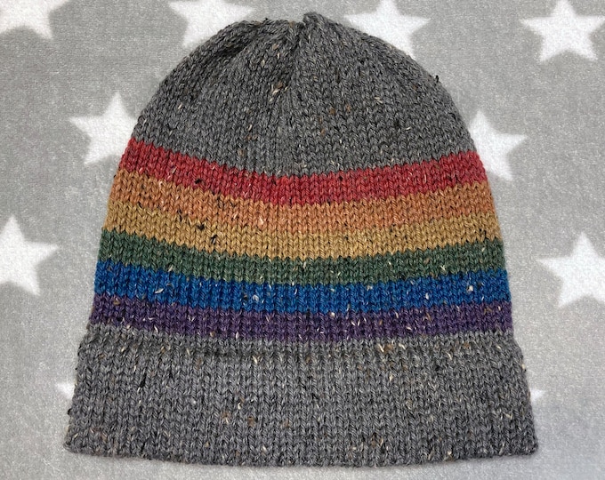 Tweed Wool Knit Pride Hat | LGBT Rainbow | Gray