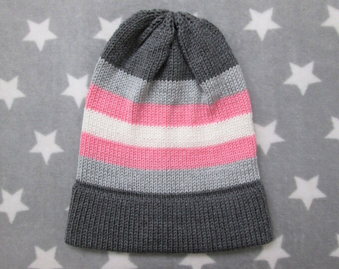 Knit Demigirl Pride Hat | Slouchy Beanie | Acrylic | CLEARANCE (Old Style Yarn)