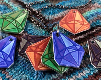 Mood Gem Necklace | Blue Green Brown Black | Communication Necklace | Gunmetal Rolo Chain